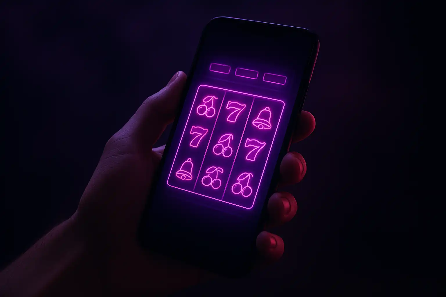 Smartphone displaying the RagnaBet casino app with glowing purple slot icons